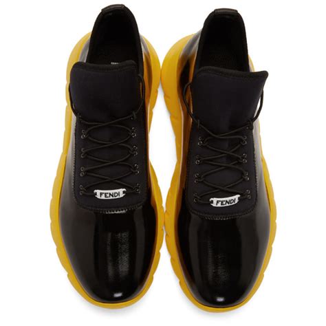 black and yellow fendi sneakers|fendi denim sneakers.